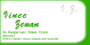 vince zeman business card